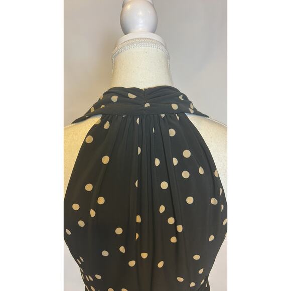 Evan Picone | Vintage Black Polka Dot Jersey Fit and Flare Midi Dress | 8 - Picture 13 of 17